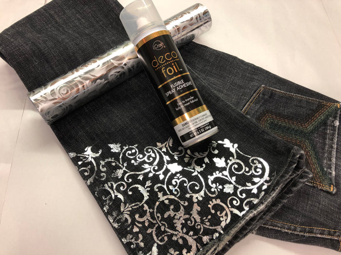 #274 - Nora Paige Stencil with foil on jeans