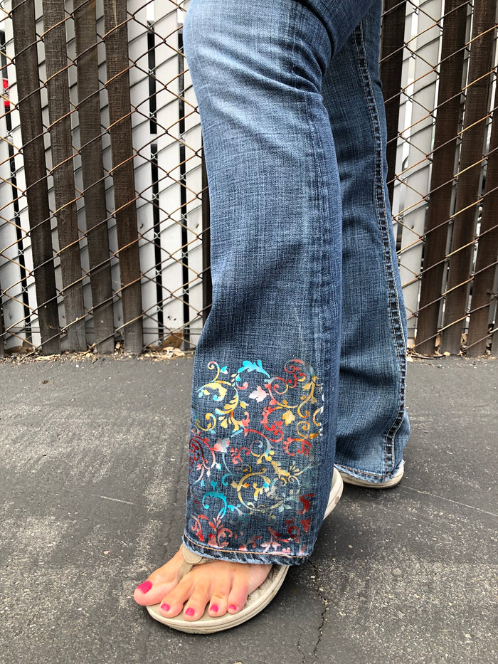 #274 - Nora Paige Stencil on jeans