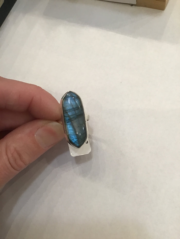 925 Sterling Silver Ring Labradorite (size 8)
