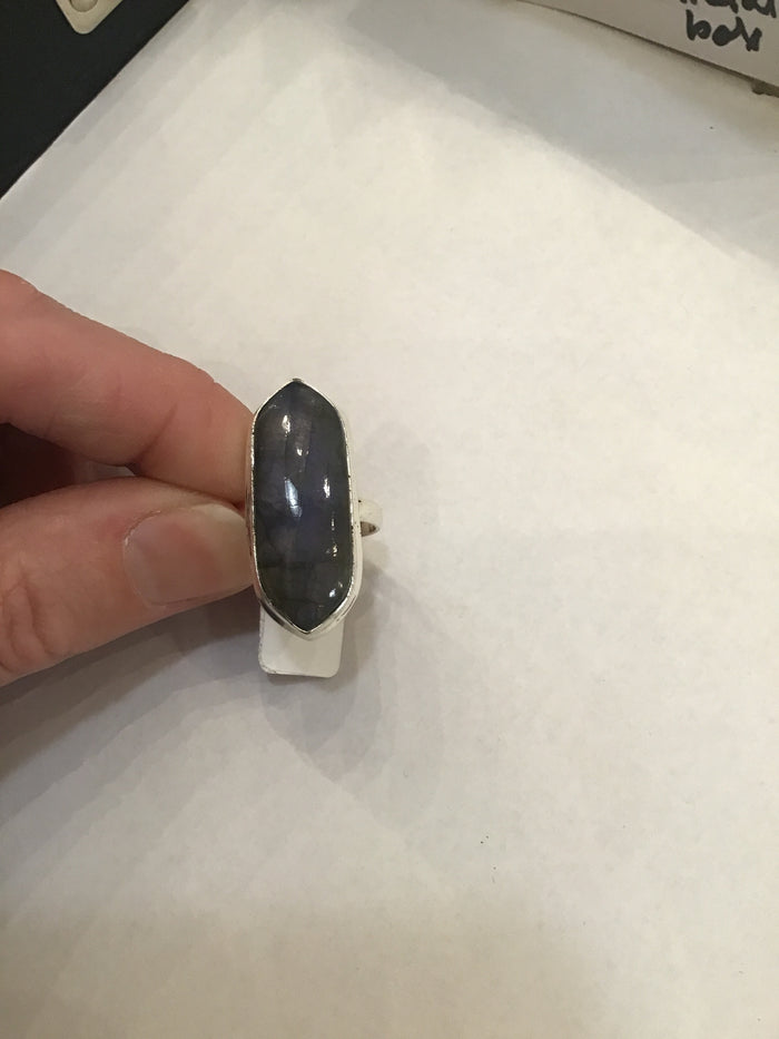 925 Sterling Silver Ring Labradorite (size 9)