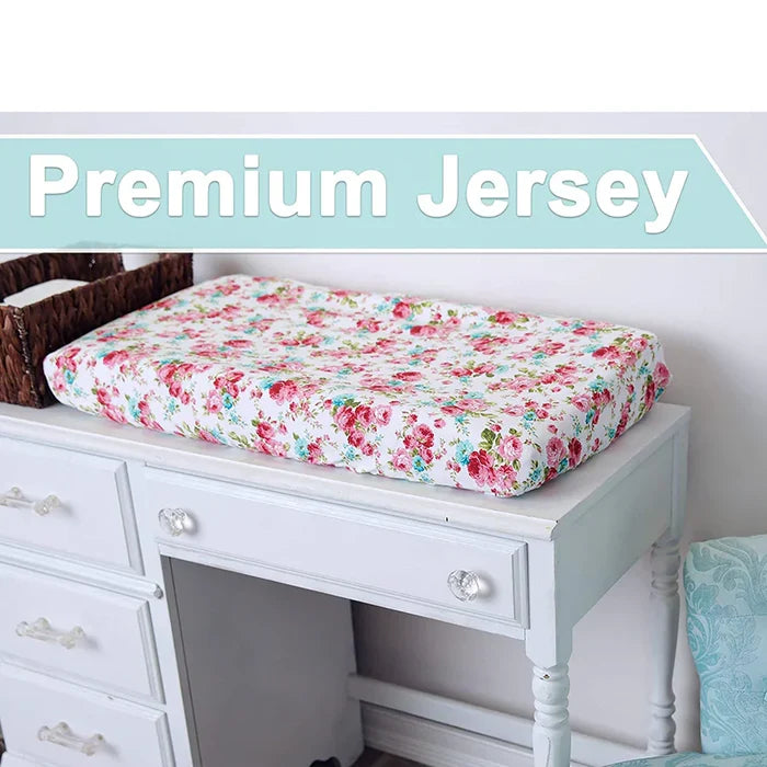 A1028, Knit Cotton Baby Changing Pad Cover & Diaper Changing Pad Liner, 2 Pack  (Mixed Color)
