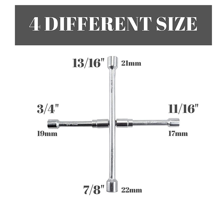 A8037, Universal Heavy Duty Lug Wrench, 4-Way Tire Iron Wrench         &