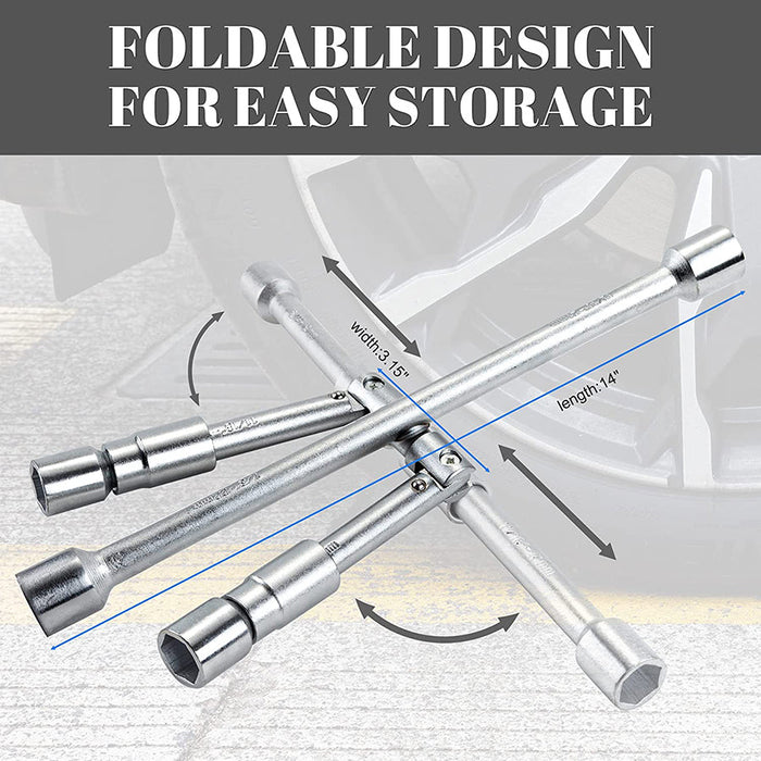 A8037, Universal Heavy Duty Lug Wrench, 4-Way Tire Iron Wrench         &