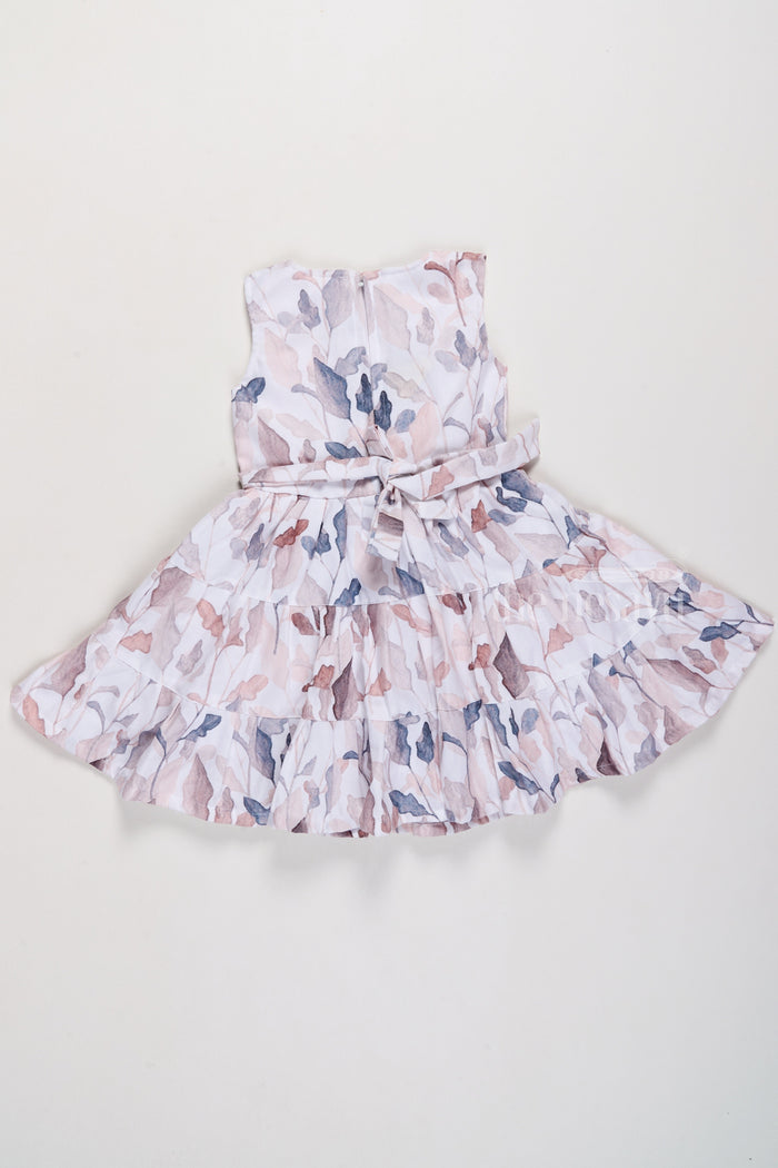 The Nesavu Girls Fancy Frock Adorable Georgette Frock One Piece Dress for Girls with Subtle Floral Patterns and Tiered Design Nesavu Georgette Frock One Piece Dress Girls Floral Patterns Tiered Flair | The Nesavu