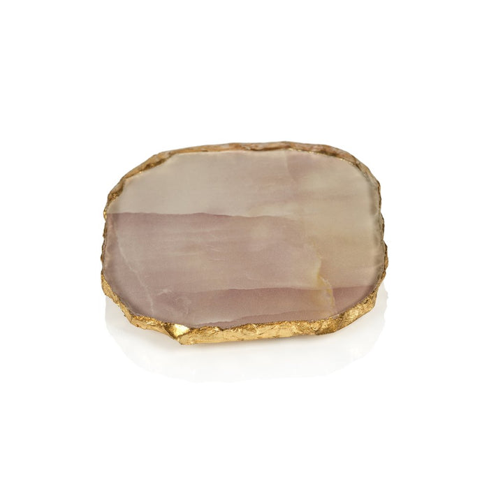 Agate Marble Glass Coaster with Gold Rim - Set of 4 - Coasters by Carlyle Avenue