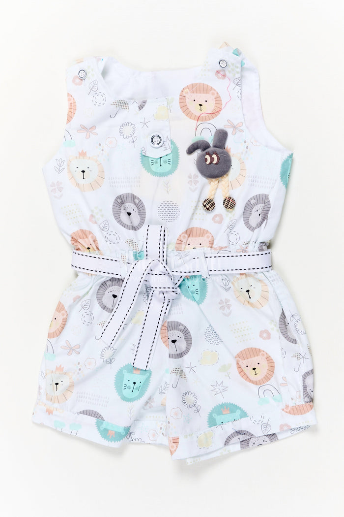 The Nesavu Baby Rompers/Onesies Animal Print Cotton Romper for Baby Boys and Girls Nesavu 16 (1Y) / Multicolor / Cotton Blend BFJ916A-16 Nesavu unisex baby romper with animal print and toy detail – perfect for playtime and travel