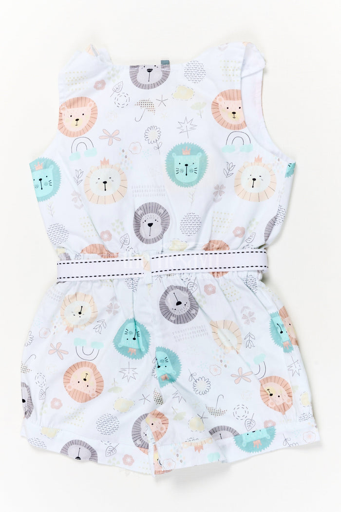 The Nesavu Baby Rompers/Onesies Animal Print Cotton Romper for Baby Boys and Girls Nesavu Nesavu unisex baby romper with animal print and toy detail – perfect for playtime and travel