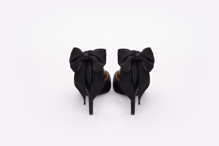 Back view of Annie Court shoe in black. Beautiful evening womens shoes in larger sizes available in UK sizes 8-12