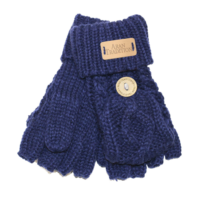 Aran Junior Cable Fold-over Mittens Aran Junior Cable Fold-over Mittens | Chunky Knit Mittens for Kids