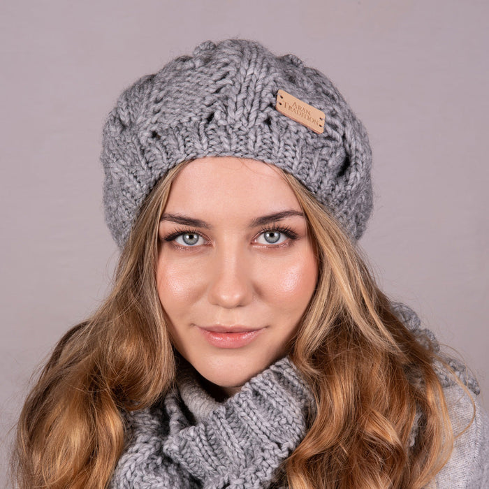 Aran Lace Cable Beret Hat Aran Lace Cable Beret Hat | Chunky Cable Lace Knit