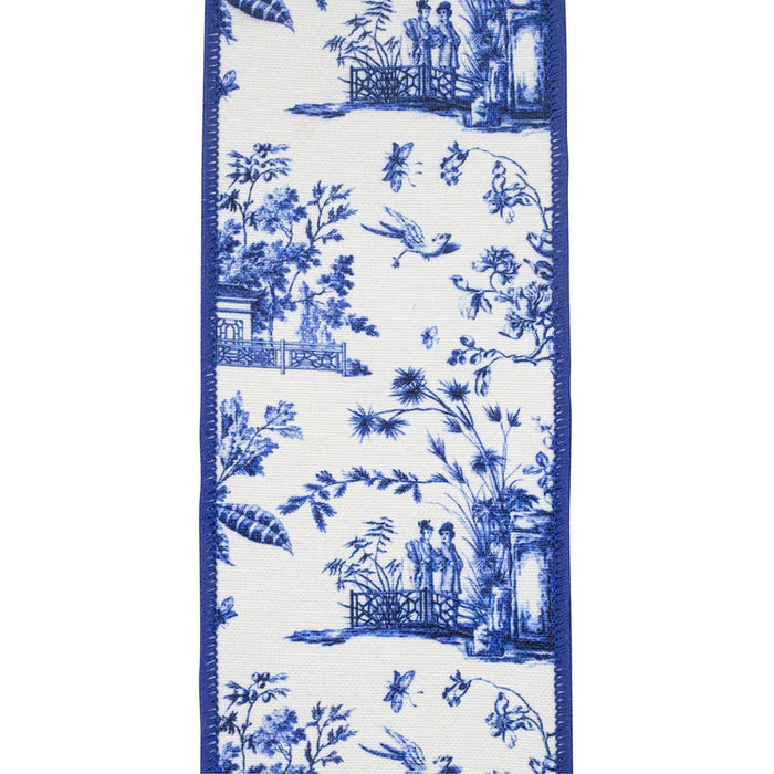 Asian Vista Chinoiserie Deluxe, White/blue, 4 In, 5 Yards