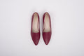Aerial shot of womens burgundy flat shoe in larger sizes 42 43 44 45 46