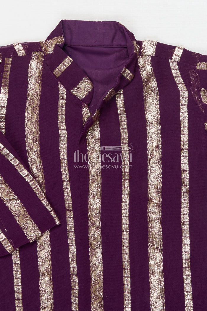The Nesavu Boys Dothi Set Baby Boy Dhoti Kurta Set for Festive Celebrations and Family Poojas Nesavu Nesavu baby boy dhoti kurta in viscose silk for poojas, weddings and festive family gatherings