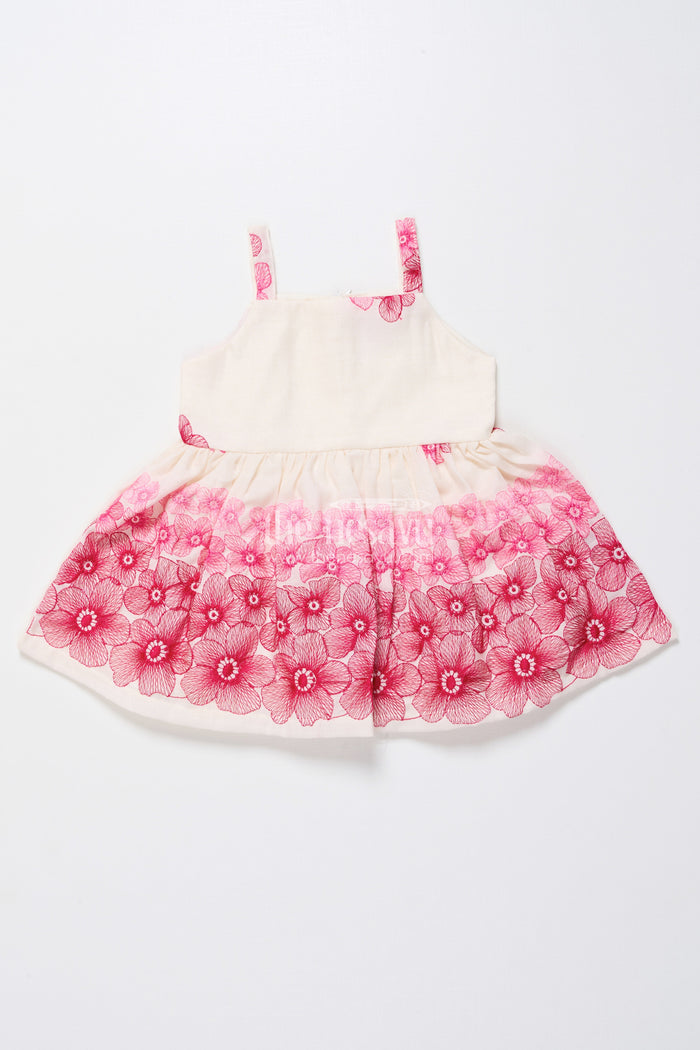 The Nesavu Baby Fancy Frock Baby Cotton Embroidered Frock with Formal Collar Design Nesavu Nesavu baby cotton frock jacket look embroidery  festive party wear