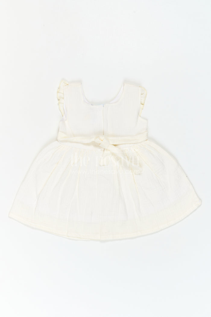 The Nesavu Baby Cotton Frocks Baby Cotton Frock for First Birthday Photoshoot Nesavu Nesavu Baby Cotton Frock For First Birthday Photoshoot With Floral Thread Embroidery And Ruffles