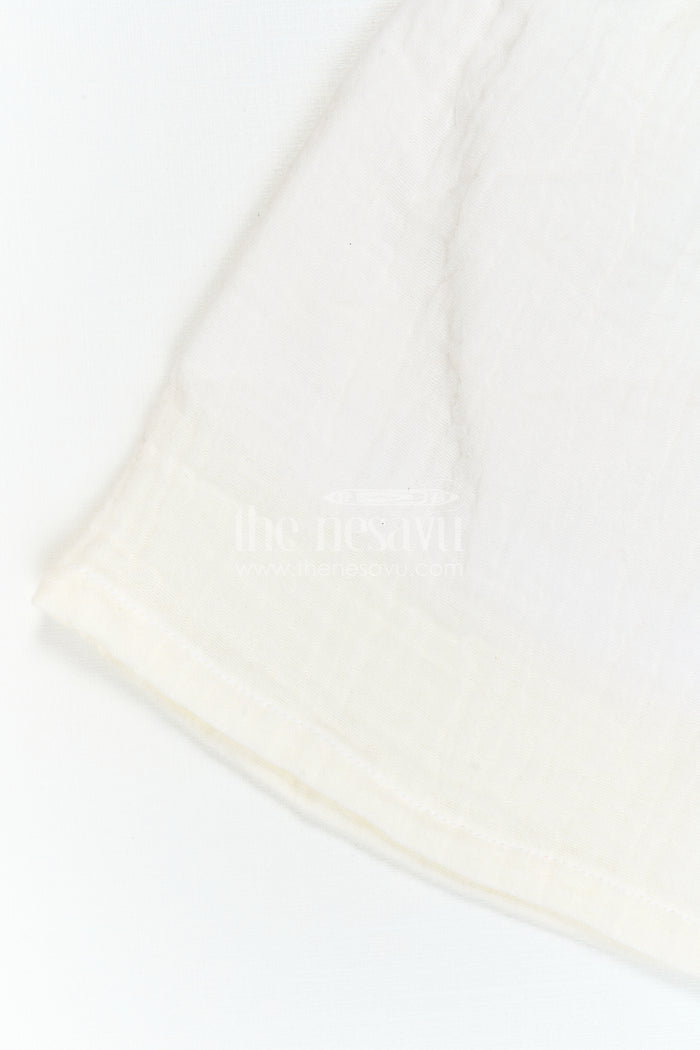 The Nesavu Baby Cotton Frocks Baby Cotton Frock for First Birthday Photoshoot Nesavu Nesavu Baby Cotton Frock For First Birthday Photoshoot With Floral Thread Embroidery And Ruffles