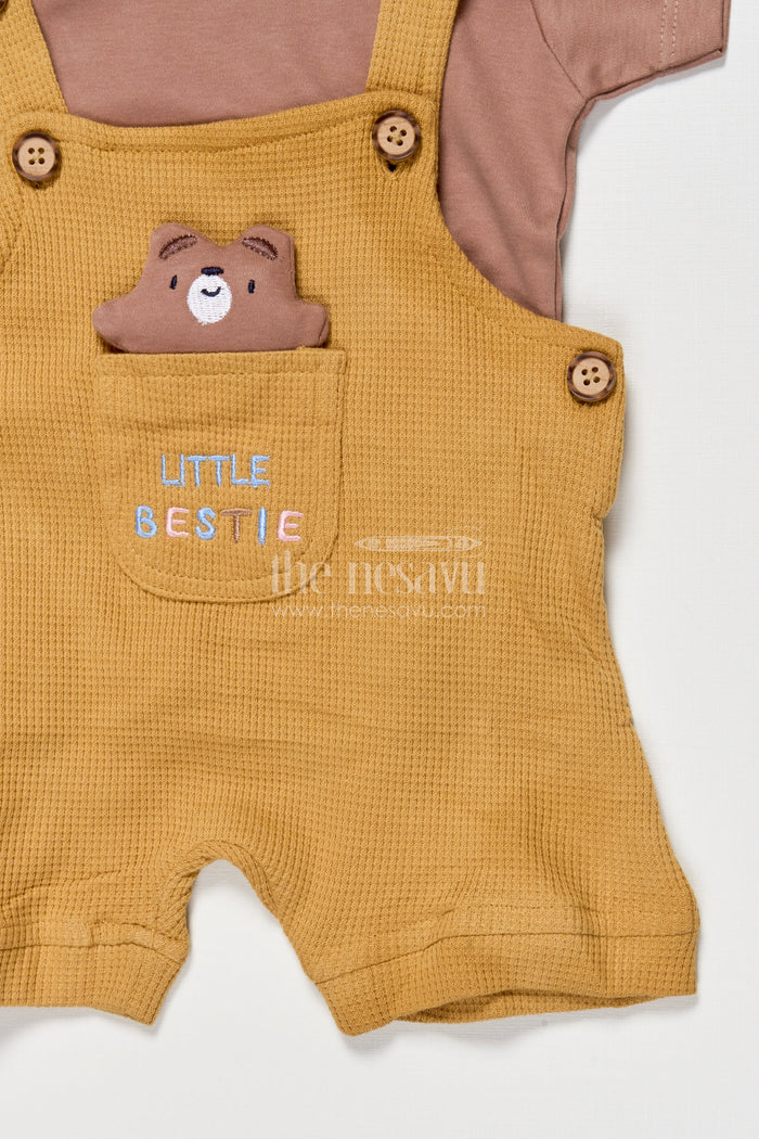 The Nesavu Baby Dungarees Baby Dungaree and Tee Cotton Set for Outings and Everyday Style Nesavu Nesavu baby cotton dungaree set printed tee everyday wear comfortable outings