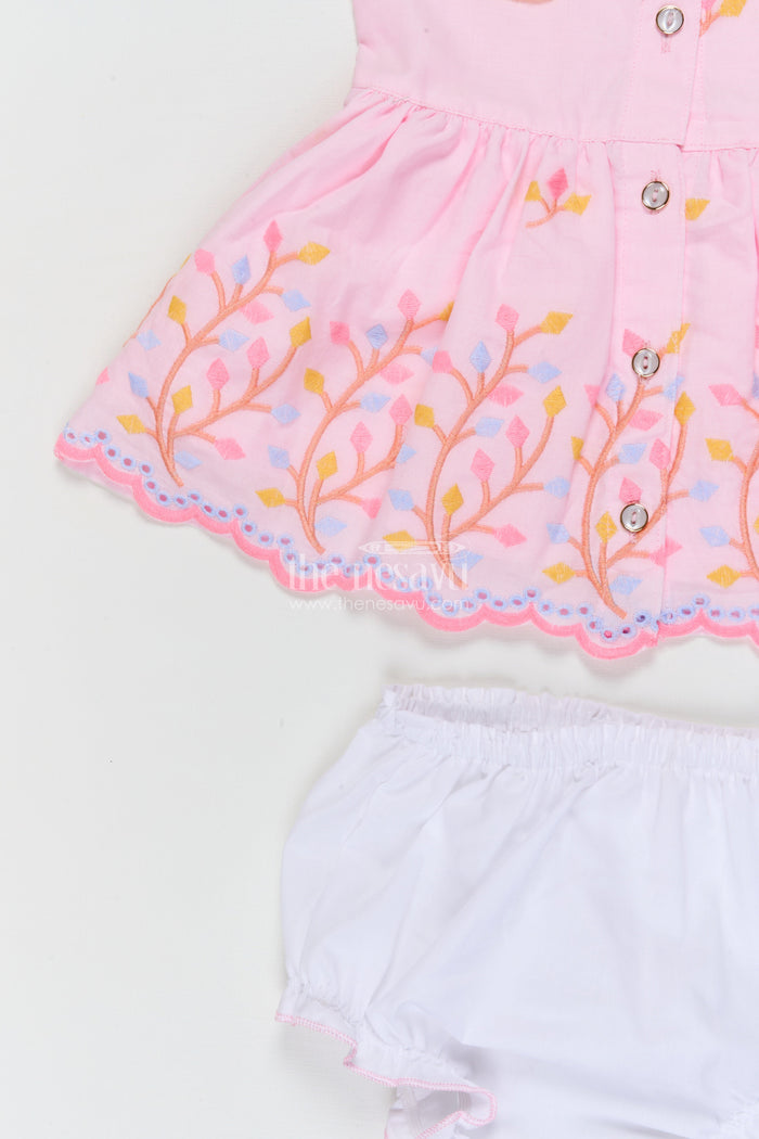 The Nesavu Baby Frocks Baby Frock for First Birthday and Festive Family Gatherings Nesavu Nesavu baby frock with thread embroidery for birthdays and festive occasions