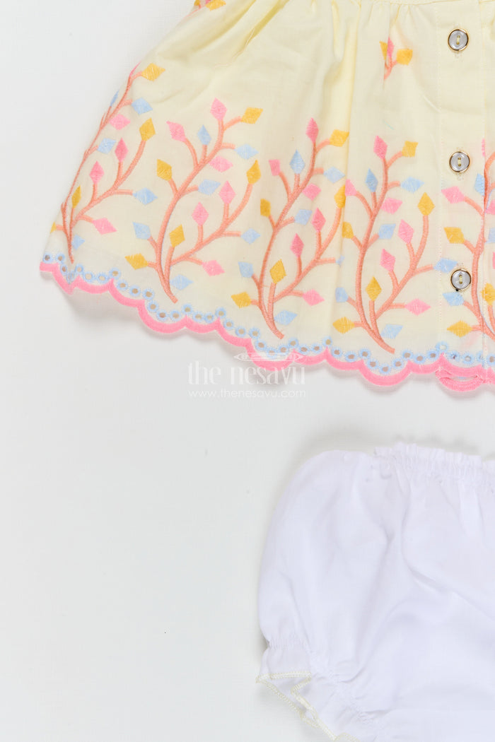 The Nesavu Baby Frocks Baby Frock for Outings and Everyday Celebrations Nesavu Nesavu embroidered baby frock in cotton for casual celebrations and playtime fun