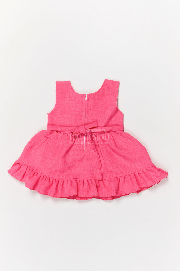The Nesavu Baby Cotton Frocks Baby Frock with Unicorn Applique and Frilled Hem for Fantasy Playtime Nesavu Magical baby frock with unicorn patch and frill hem for fantasy-themed outfits