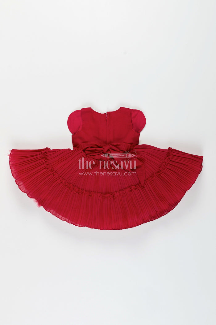 The Nesavu Girls Fancy Party Frock Baby Girl Butterfly Frock for Birthday Parties and Celebrations Nesavu Nesavu baby girl georgette butterfly frock embroidered wings birthday party wear
