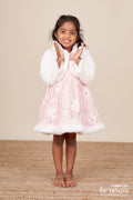 The Nesavu Baby Fancy Frock Baby Girl Chiffon Embroidered Frock with Fur Jacket for Winter Functions Nesavu 14 (6M) / Pink BFJ821A-14 Nesavu baby girl chiffon frock embroidery fur jacket  perfect winter party dress