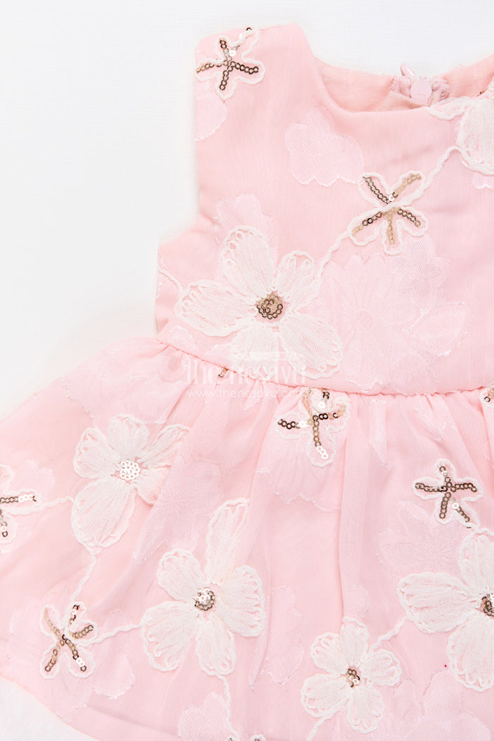 The Nesavu Baby Fancy Frock Baby Girl Chiffon Embroidered Frock with Fur Jacket for Winter Functions Nesavu Nesavu baby girl chiffon frock embroidery fur jacket  perfect winter party dress