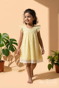 The Nesavu Girls Cotton Frock Baby Girl Chikankari Frock for Summer Picnics and Casual Events Nesavu 18 (2Y) / Yellow / style 1 GFC2083CA-18 Nesavu baby girl chikankari cotton frock for summer outings and casual celebrations