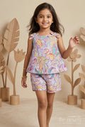 The Nesavu Girls Co-Ord Sets Baby Girl Co Ord Set for Summer Outings and Casual Play Nesavu 16 (1Y) / Multicolor / Cotton GCS024A-16 Nesavu baby girl cotton co ord set for toddler summer outings and playtime with paisley digital print