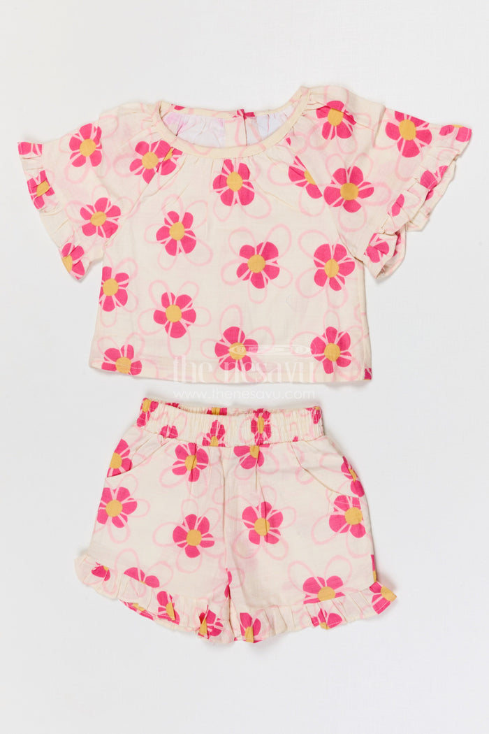 The Nesavu Girls Co-Ord Sets Baby Girl Co Ord Set for Summer Outings and Playtime Nesavu Nesavu baby girl cotton co ord set for toddler summer outings and playtime with digital print design
