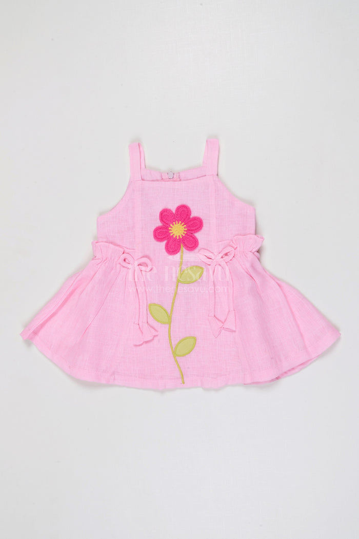 The Nesavu Baby Frocks Baby Girl Cotton Frock for Birthday and Playdates Nesavu 14 (6M) / Purple / Cotton BFJ953B-14 Nesavu Baby Girl Cotton Frock With Floral Applique For Birthdays Playdates And Summer Outings