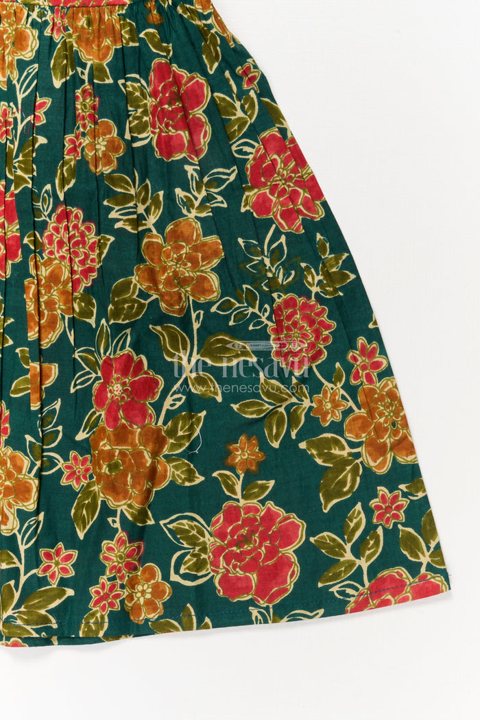 The Nesavu Girls Cotton Frock Baby Girl Cotton Frock for Casual Festive Wear and Weekends Nesavu Nesavu baby girl cotton frock with multicolor floral print and collar – perfect for festive weekends