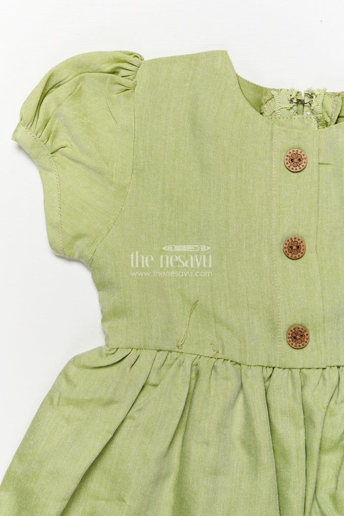 The Nesavu Girls Cotton Frock Baby Girl Cotton Frock for Casual Wear and Playtime Nesavu Nesavu baby girl cotton frock embroidered motifs casual outings playtime wear