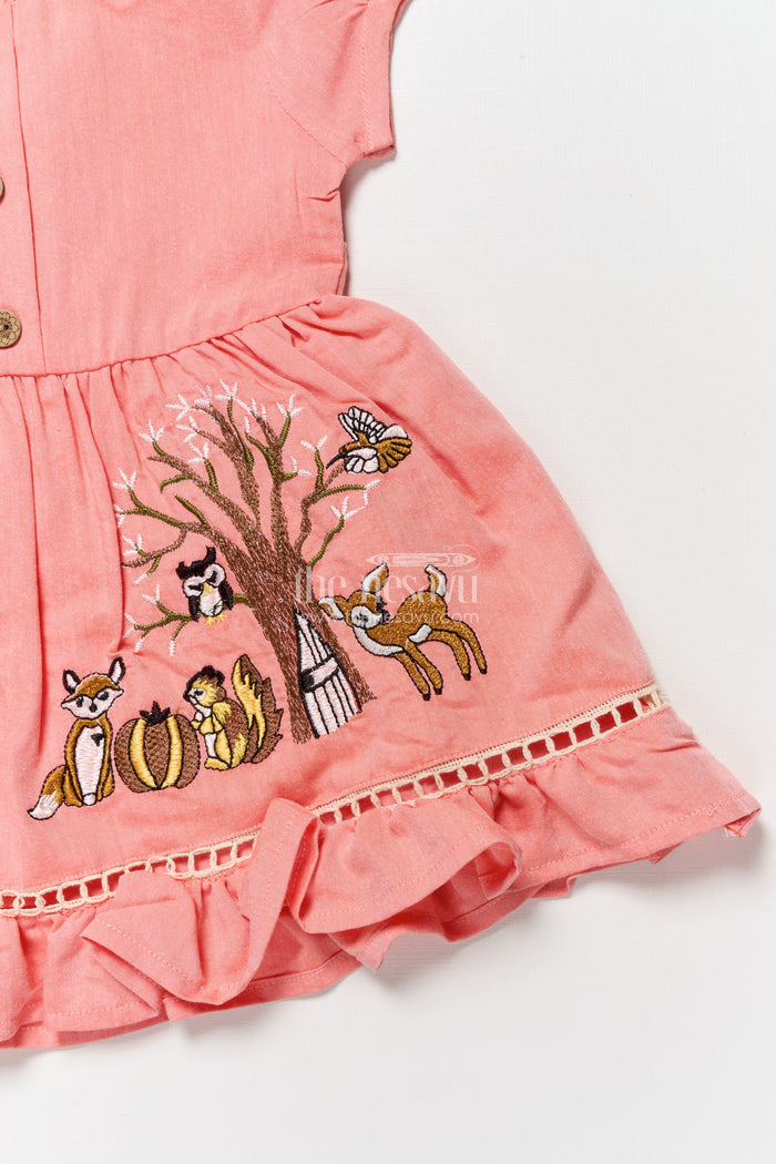 The Nesavu Girls Cotton Frock Baby Girl Cotton Frock for Casual Wear and Playtime Nesavu Nesavu baby girl cotton frock embroidery playdates outings casual festive wear