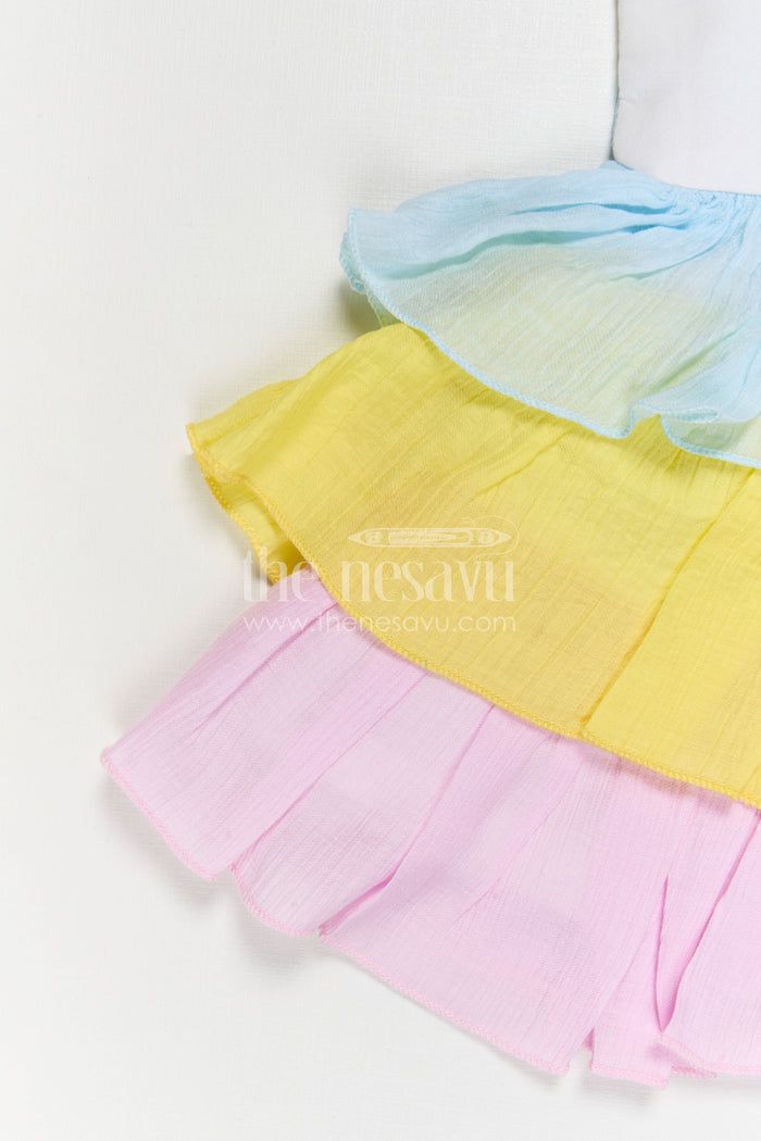 The Nesavu Baby Cotton Frocks Baby Girl Cotton Frock for Daily Wear and Playgoals Nesavu Nesavu Baby Girl Cotton Frock For Daily Wear With Thread Embroidery And Layered Multicolor Design