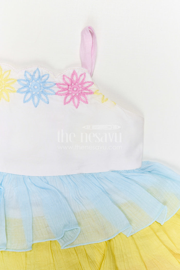 The Nesavu Baby Cotton Frocks Baby Girl Cotton Frock for Daily Wear and Playgoals Nesavu Nesavu Baby Girl Cotton Frock For Daily Wear With Thread Embroidery And Layered Multicolor Design