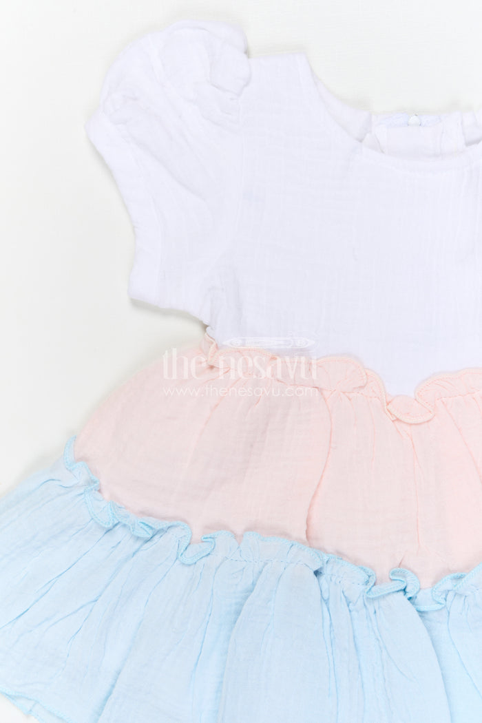 The Nesavu Baby Cotton Frocks Baby Girl Cotton Frock for Summer Outings and Baby Pictures Nesavu Nesavu baby girl muslin cotton frock for summer outings and baby photos with layered design