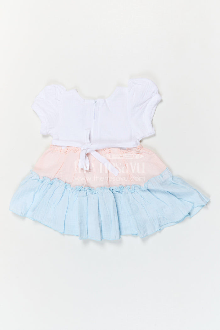 The Nesavu Baby Cotton Frocks Baby Girl Cotton Frock for Summer Outings and Baby Pictures Nesavu Nesavu baby girl muslin cotton frock for summer outings and baby photos with layered design
