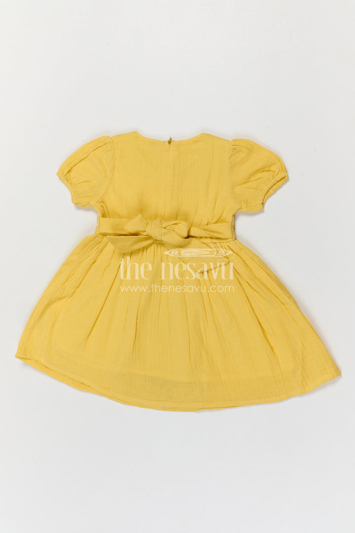 The Nesavu Girls Cotton Frock Baby Girl Cotton Frock for Summer Outings and Daily Wear Nesavu Nesavu Baby Girl Muslin Cotton Frock With Thread Embroidery For Summer Outings And Daily Wear