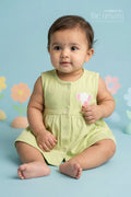 The Nesavu Baby Frocks Baby Girl Cotton Frock for Summer Outings and Daycare Nesavu 10 (NB) / Half white / Cotton BFJ943A-10 Nesavu Baby Girl Cotton Frock For Summer Wear Soft Sleeveless Jersey Dress For Infants