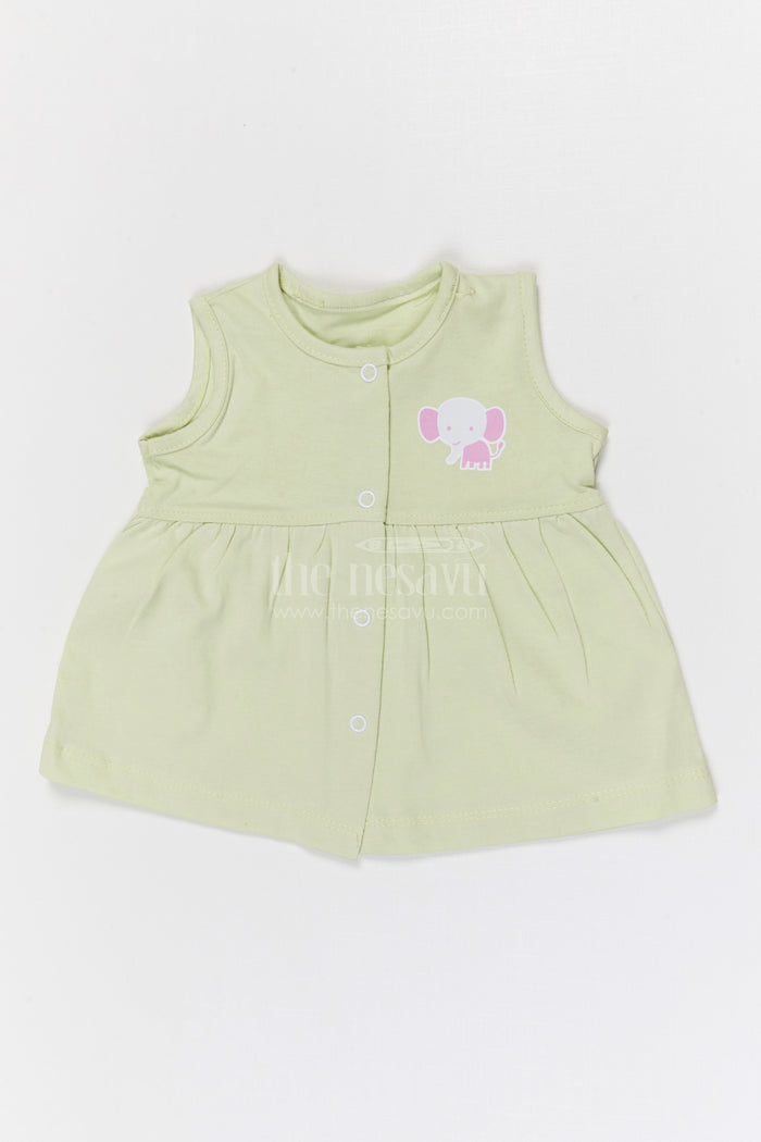 The Nesavu Baby Frocks Baby Girl Cotton Frock for Summer Outings and Daycare Nesavu 10 (NB) / Half white / Cotton BFJ943A-10 Nesavu Baby Girl Cotton Frock For Summer Wear Soft Sleeveless Jersey Dress For Infants