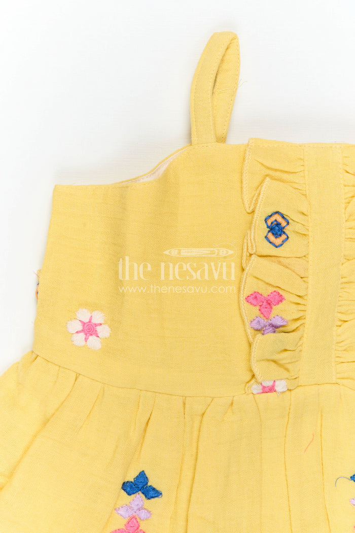The Nesavu Girls Cotton Frock Baby Girl Cotton Frock for Summer Outings and Playful Days Nesavu Nesavu Baby Girl Muslin Cotton Frock For Summer Outings With Thread Embroidery And Breathable Comfort