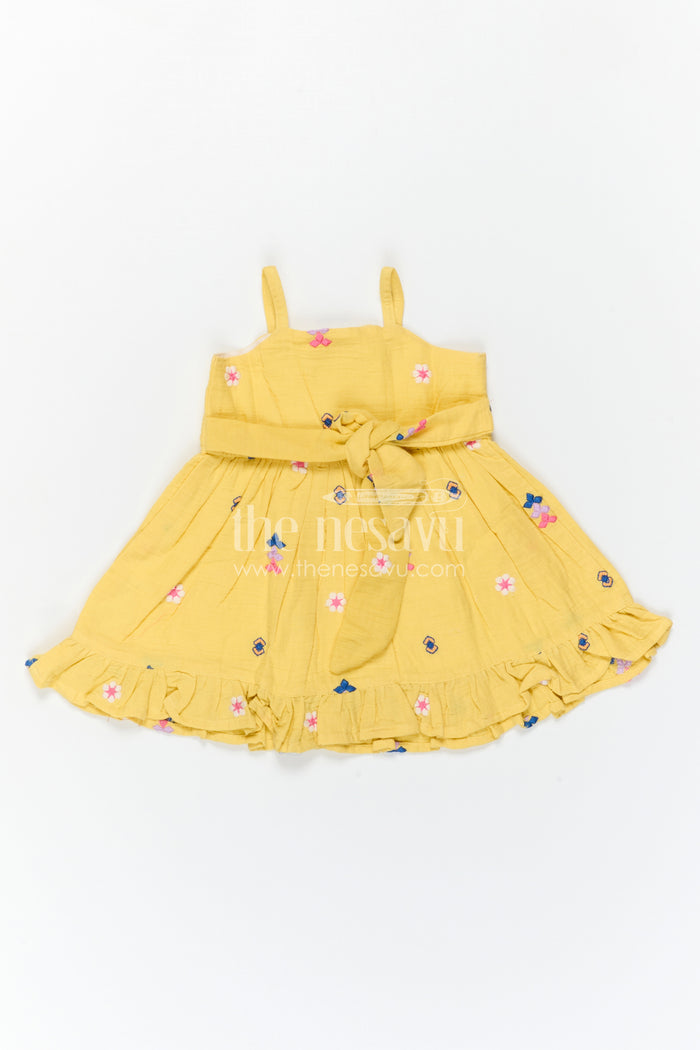 The Nesavu Girls Cotton Frock Baby Girl Cotton Frock for Summer Outings and Playful Days Nesavu Nesavu Baby Girl Muslin Cotton Frock For Summer Outings With Thread Embroidery And Breathable Comfort