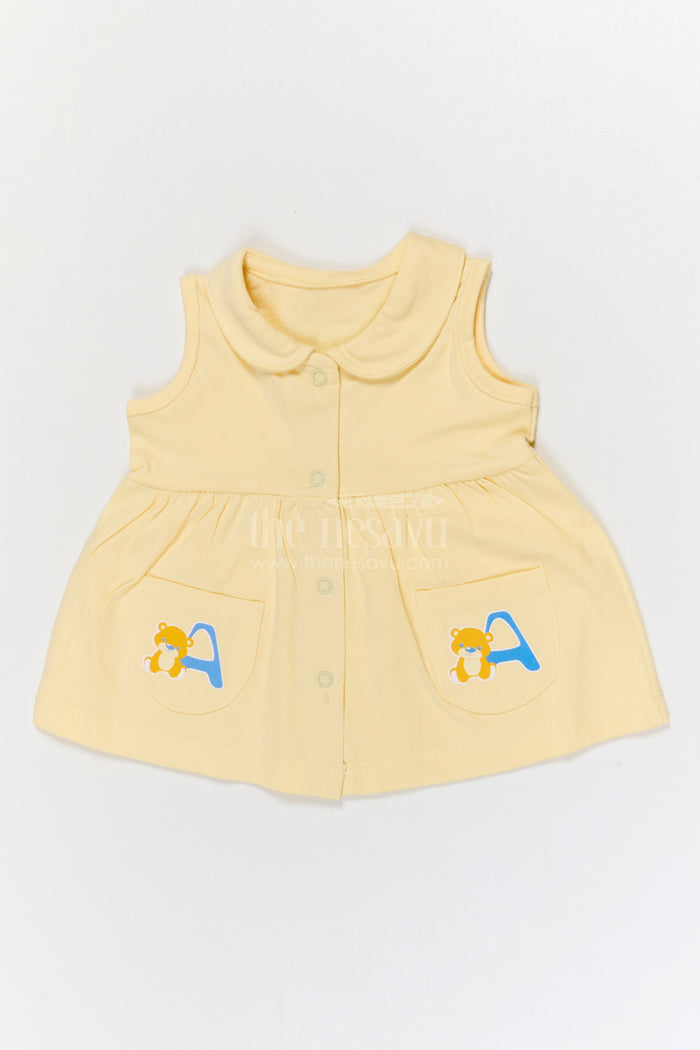 The Nesavu Baby Frocks Baby Girl Cotton Frock for Summer Outings Nesavu 10 (NB) / Purple / Cotton BFJ939A-10 Nesavu Baby Girl Cotton Jersey Frock With Front Buttons For Summer Outings And Daily Wear