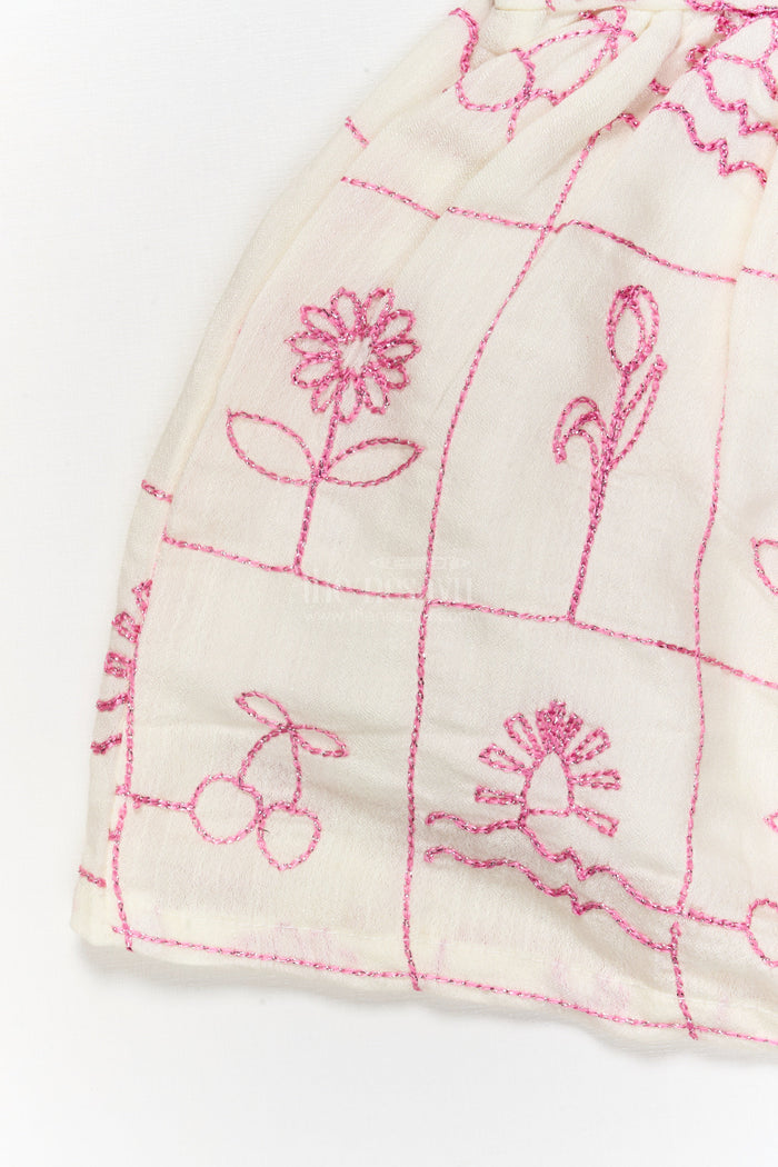 The Nesavu Baby Cotton Frocks Baby Girl Cotton Frock with Bow Detail for Casual and Festive Use Nesavu Nesavu baby girl cotton frock with bow and floral thread embroidery for festive or casual wear