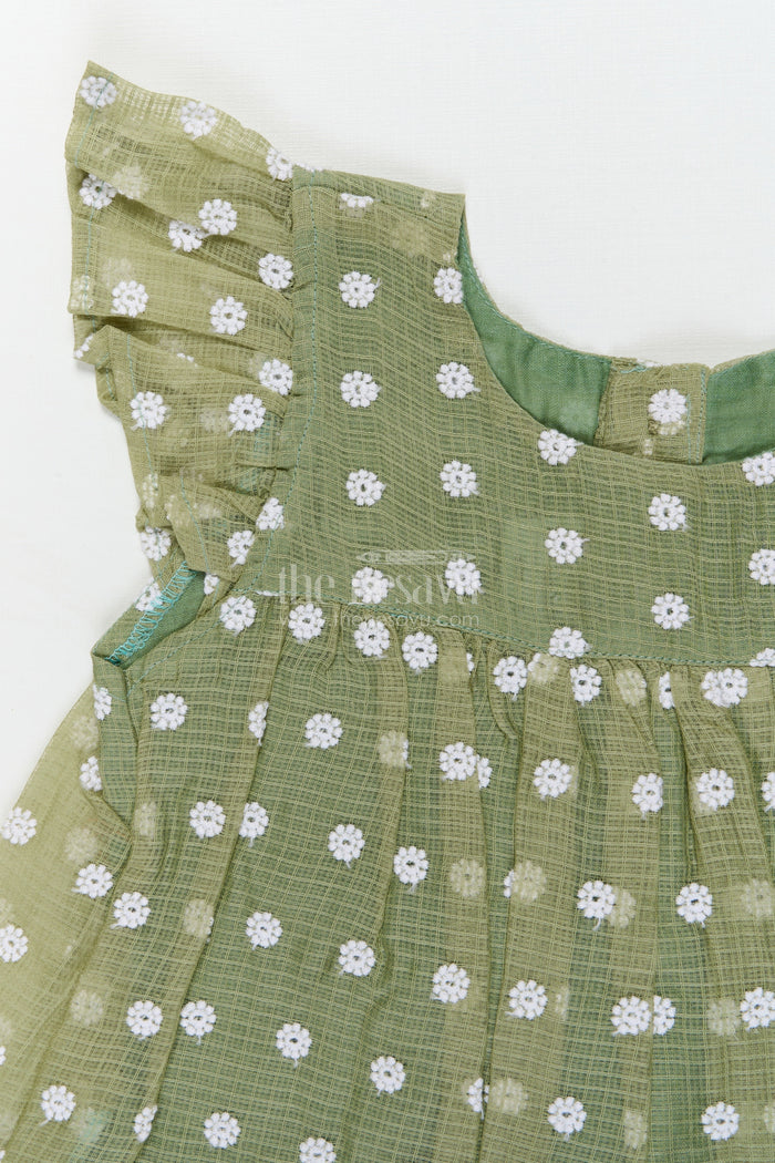 The Nesavu Girls Cotton Frock Baby Girl Cotton Frock with Chikankari Embroidery for Summer Outings Nesavu Nesavu baby girl cotton frock with chikankari embroidery for summer casual wear