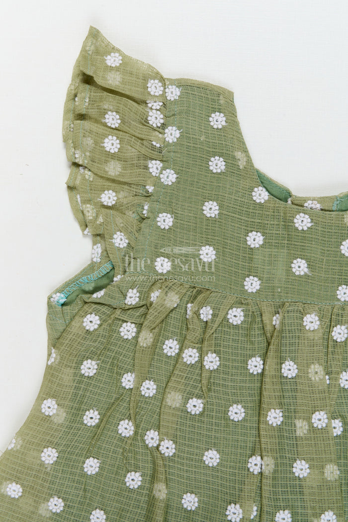 The Nesavu Girls Cotton Frock Baby Girl Cotton Frock with Chikankari Embroidery for Summer Outings Nesavu Nesavu baby girl cotton frock with chikankari embroidery for summer casual wear