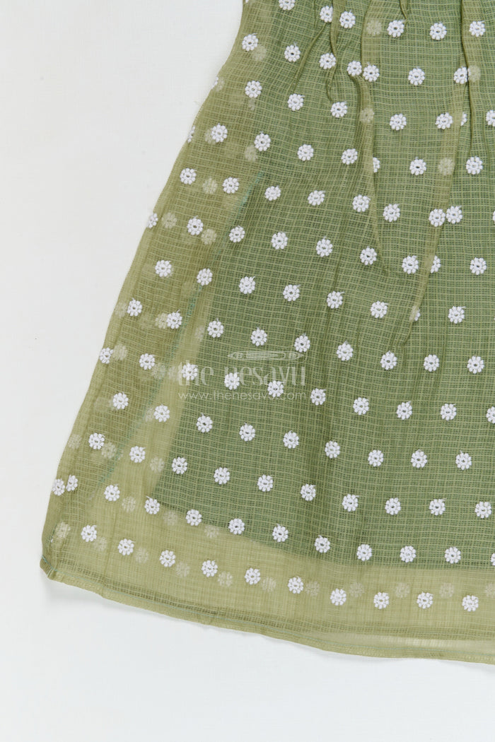 The Nesavu Girls Cotton Frock Baby Girl Cotton Frock with Chikankari Embroidery for Summer Outings Nesavu Nesavu baby girl cotton frock with chikankari embroidery for summer casual wear