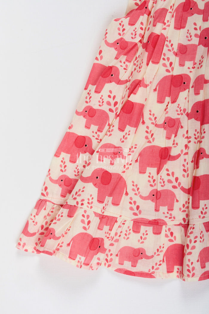 The Nesavu Girls Cotton Frock Baby Girl Cotton Frock with Elephant Print for Everyday Playtime Nesavu Nesavu baby girl cotton frock elephant print summer playtime daily wear