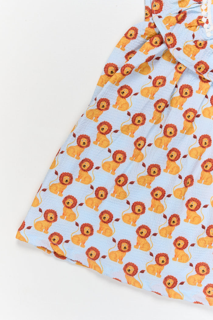The Nesavu Girls Cotton Frock Baby Girl Cotton Frock with Lion Print for Casual Playtime and Daycare Nesavu Nesavu baby girl cotton frock with lion print for playdates and comfy daily wear